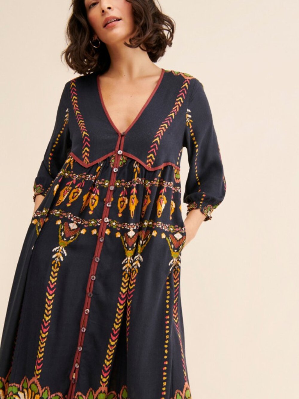 Free People Moody Combo Foley Long Sleeve Maxi Dress Size XS 36812 - Picture 3 of 16